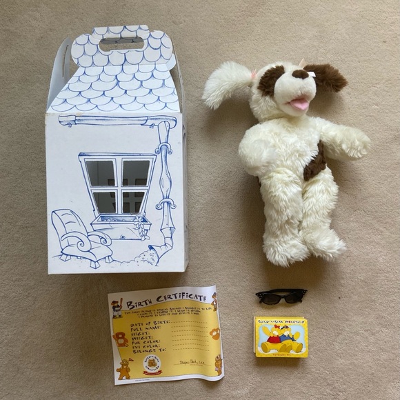 Build A Bear Shaggy White & Brown Dog, BAB - Picture 1 of 8